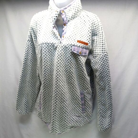 Simply Southern Gray Plush Fleece Pullover 1/4 Snap Button Sherpa Women's XL - Picture 2 of 10